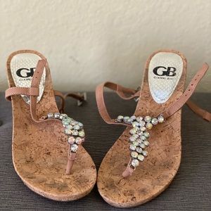 Tan sandals with bling